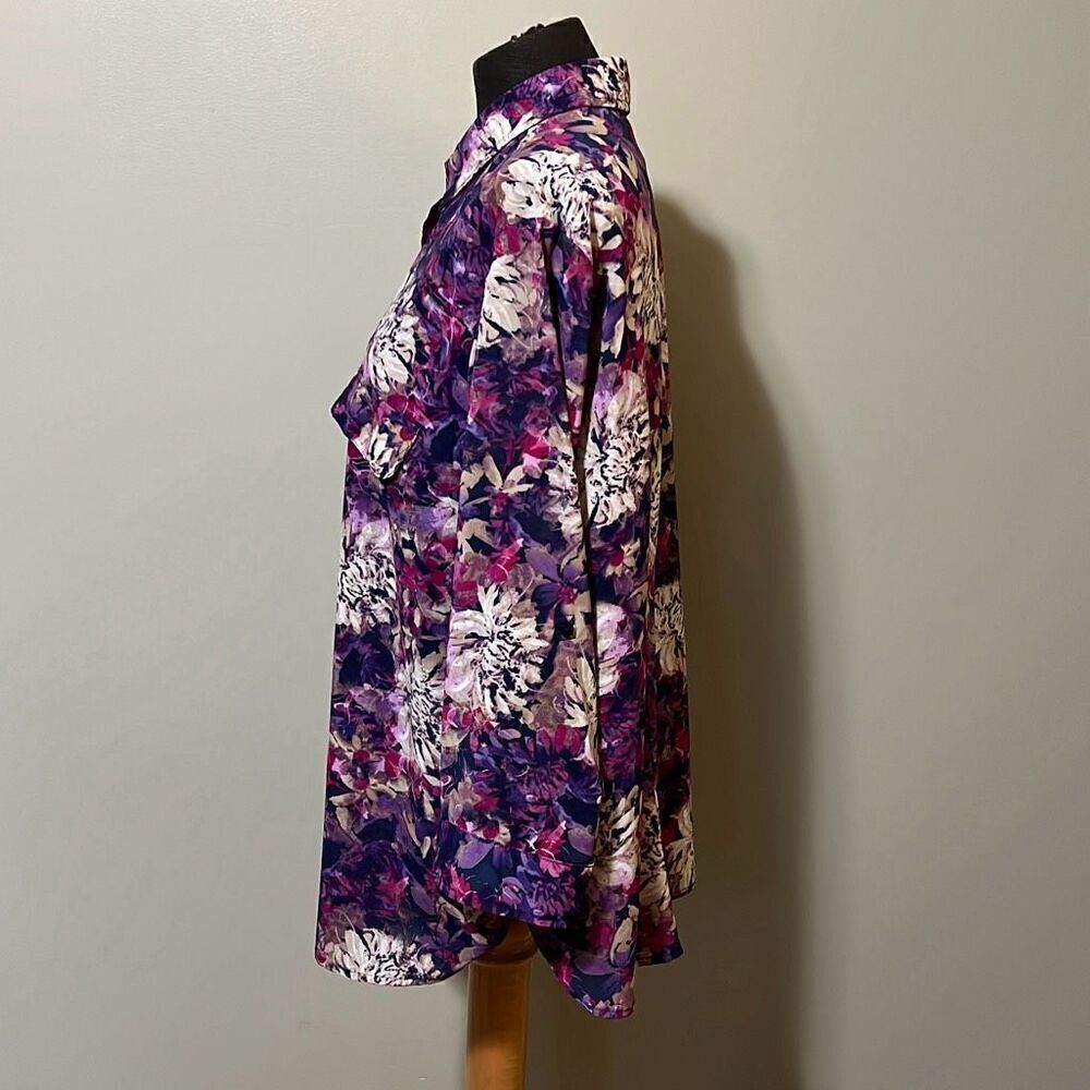 White Stag Women's Multicolor Floral Print Button-Up Blouse Size XL (16-18) - Picture 5 of 11